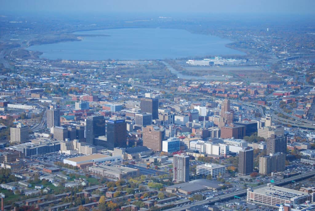 Aerial view of Syracuse, NY